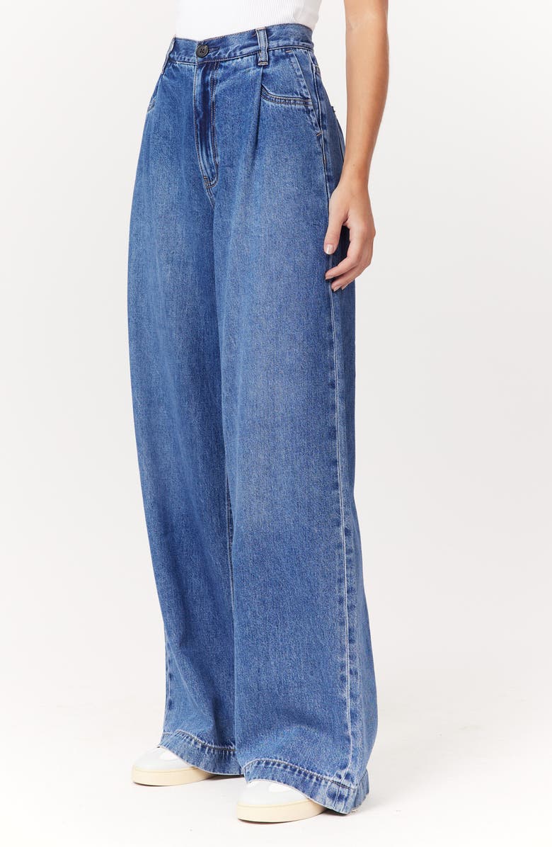 Scotch & Soda Pleated High Waist Wide Leg Trouser Jeans, Alternate, color, Two Bridges