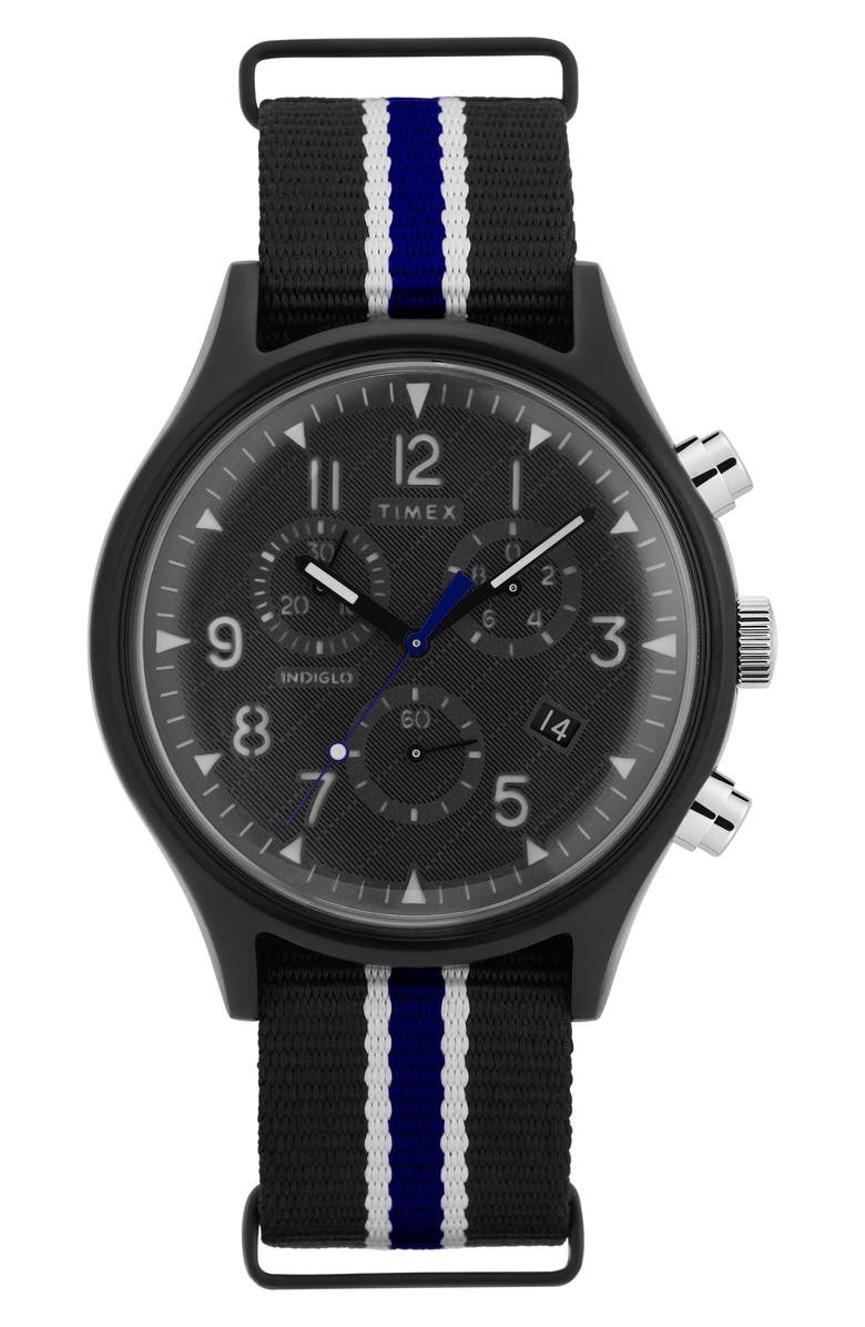 Timex<sup>®</sup> MK1 Chronograph Fabric Strap Watch, 42mm, Main, color,