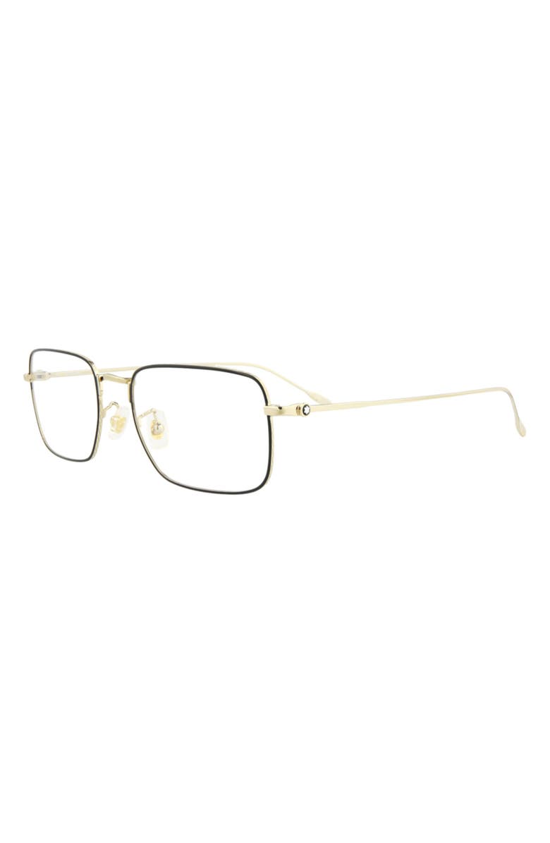 Montblanc 56mm Square Optical Glasses, Alternate, color, Gold Transparent