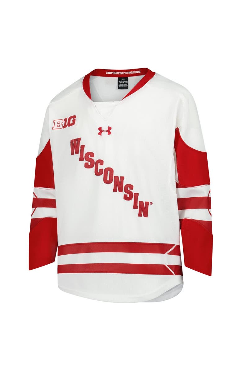 Under Armour Youth Under Armour  White Wisconsin Badgers Replica Hockey Jersey, Alternate, color, White