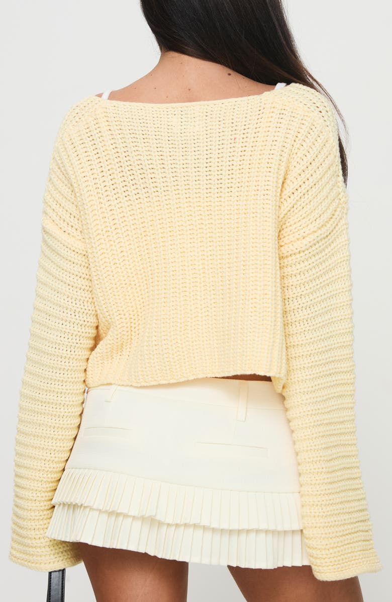 Princess Polly Artha Relaxed Crop Cardigan, Alternate, color, Lemon