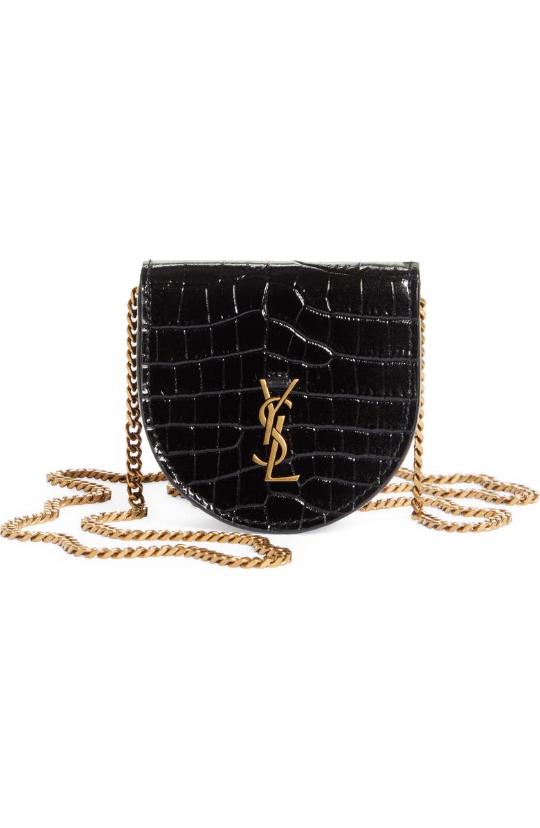 Saint Laurent Baby Kaia Croc Embossed Leather Crossbody Bag, Main, color,