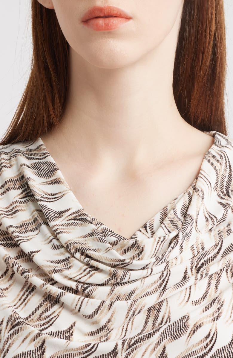 Anne Klein Abstract Print Cowl Neck Cap Sleeve Top, Alternate, color, 