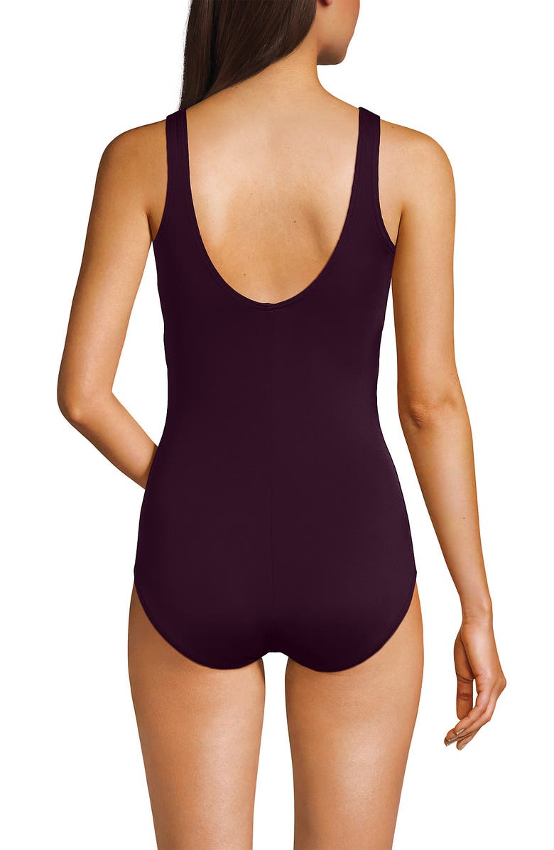 Lands' End DD-Cup Tugless Low Leg One Piece Swimsuit, Alternate, color, Dark Wine