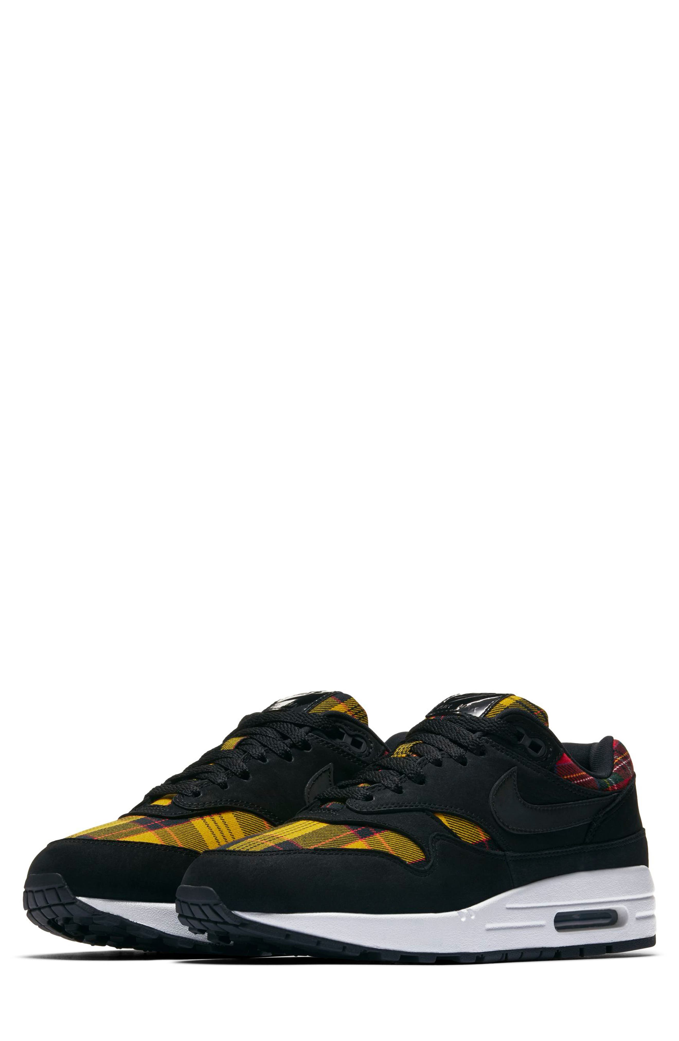 Air Max 1 SE Sneaker, Main, color, BLACK/ BLACK/ UNIVERSITY RED