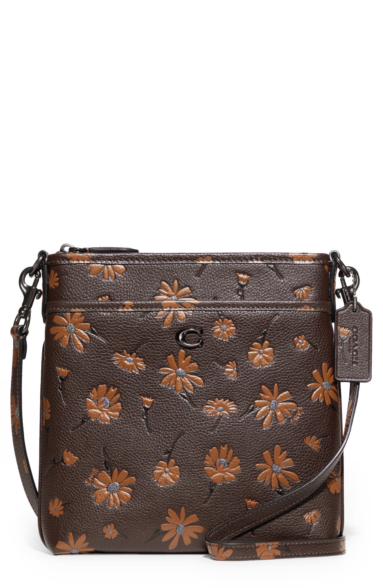 COACH Kitt Floral Pebble Leather Crossbody Bag, Main, color, 