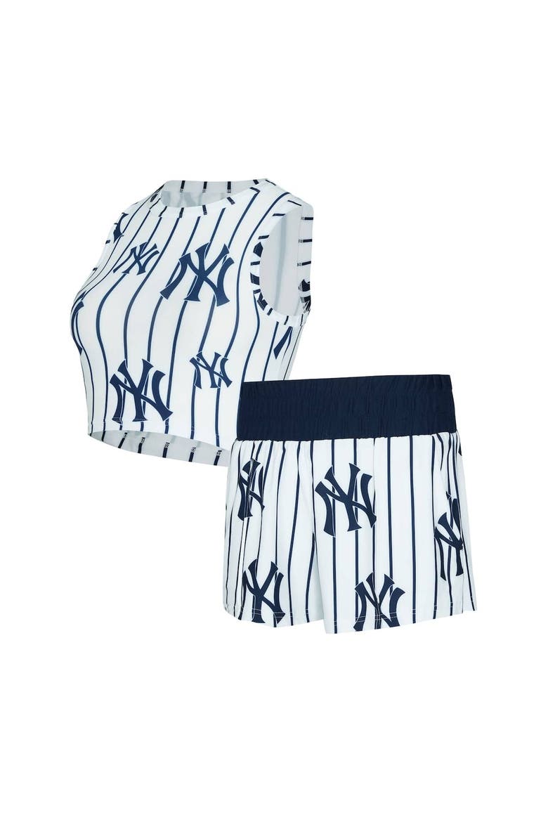 Women's Concepts Sport  White New York Yankees Pinstripe Record Tank & Short Set, Main, color, White