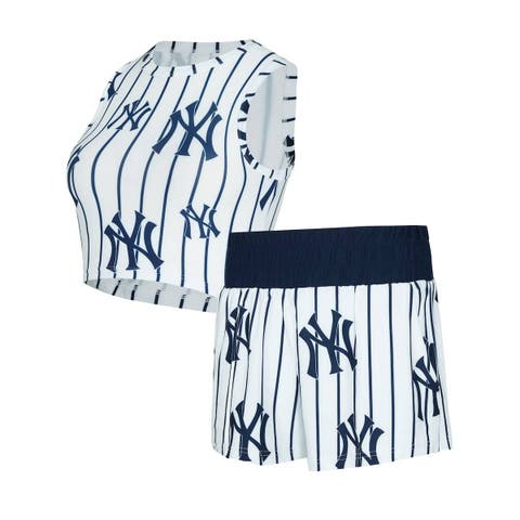 Women's Concepts Sport  White New York Yankees Pinstripe Record Tank & Short Set