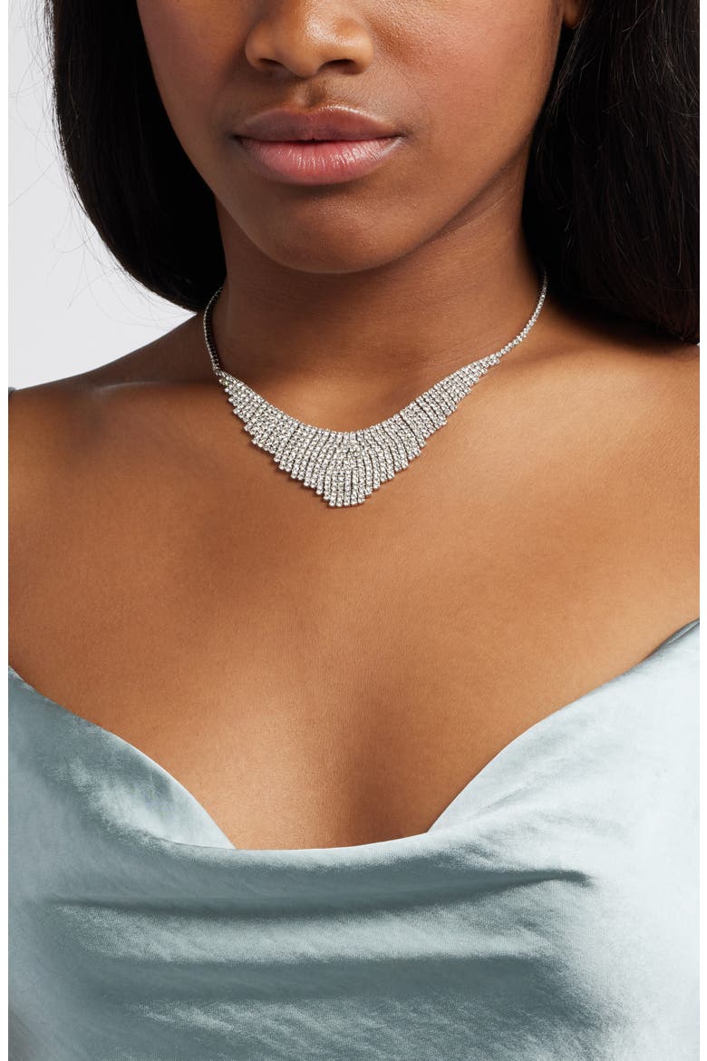 Crystal Mesh Frontal Necklace, Alternate, color, CLEAR- RHODIUM
