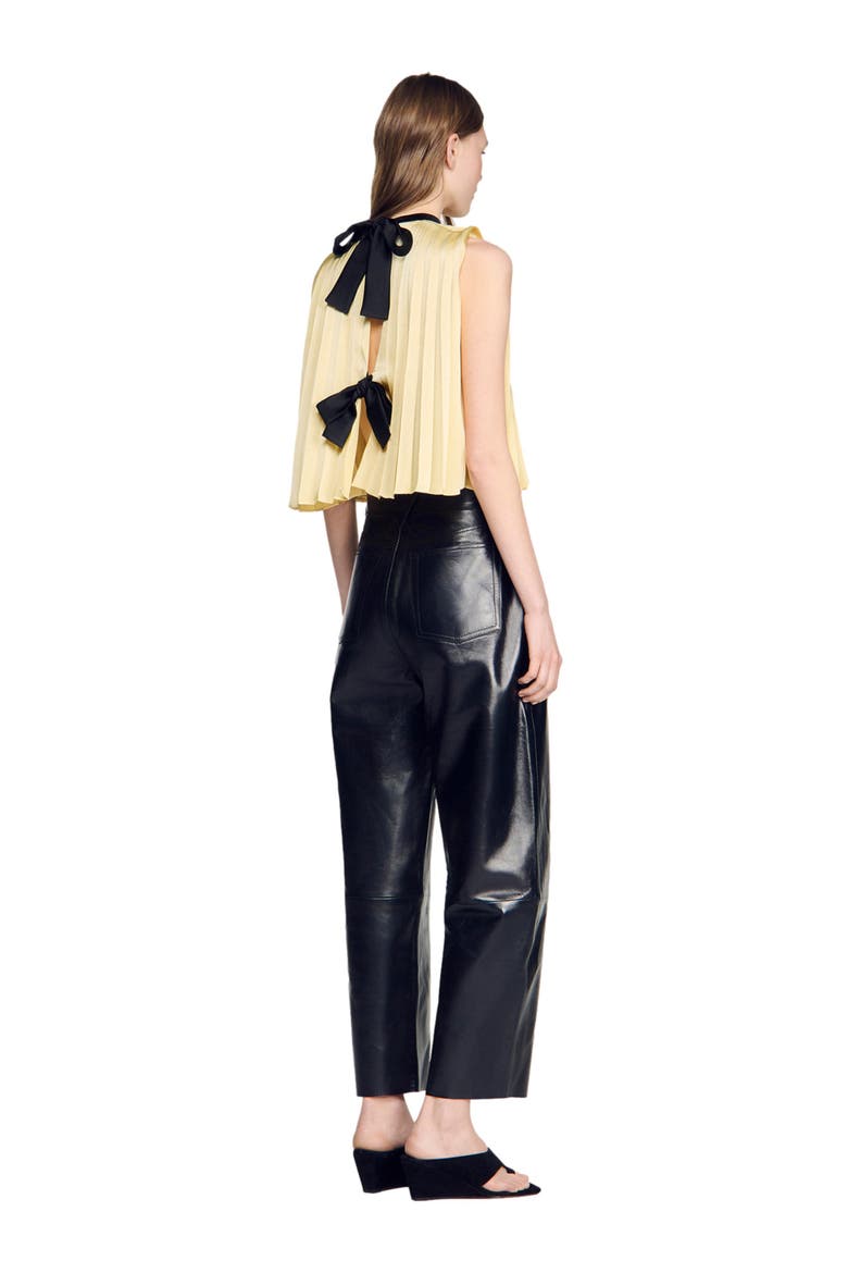 Pleated tie-back top, Alternate, color, Straw
