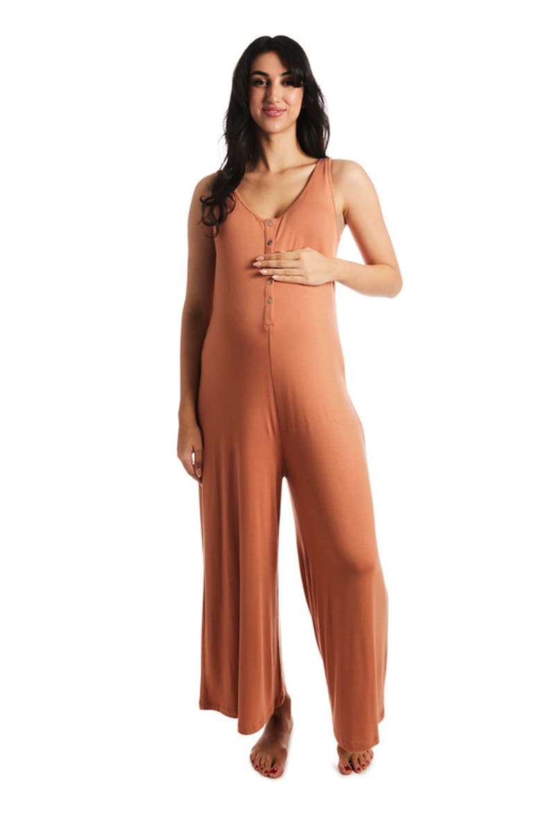 Everly Grey Luana During & After Maternity/Nursing Romper, Main, color, Sandstone