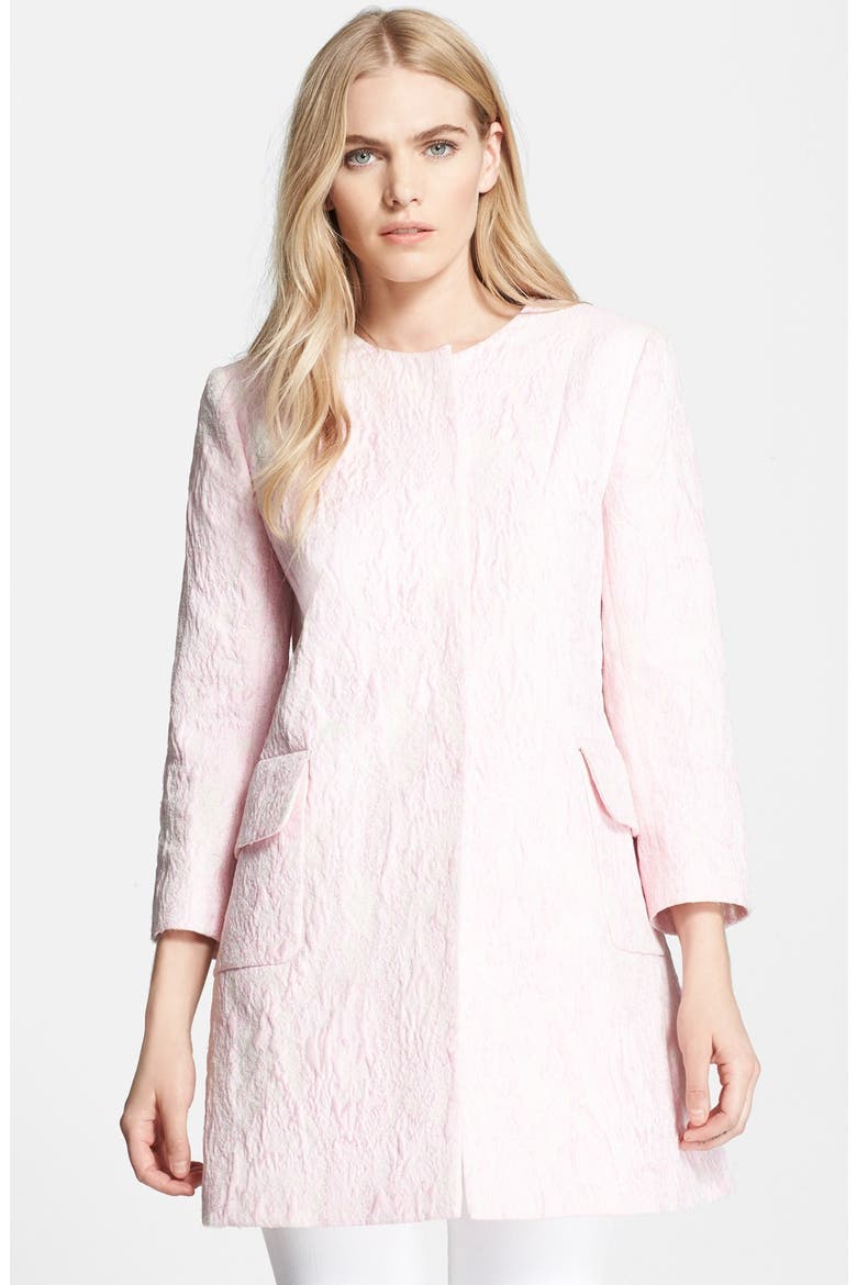 Collarless Textured Coat, Main, color, PINK