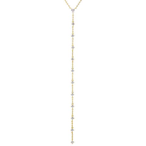 CZ Teardrop Drop Lariat Necklace