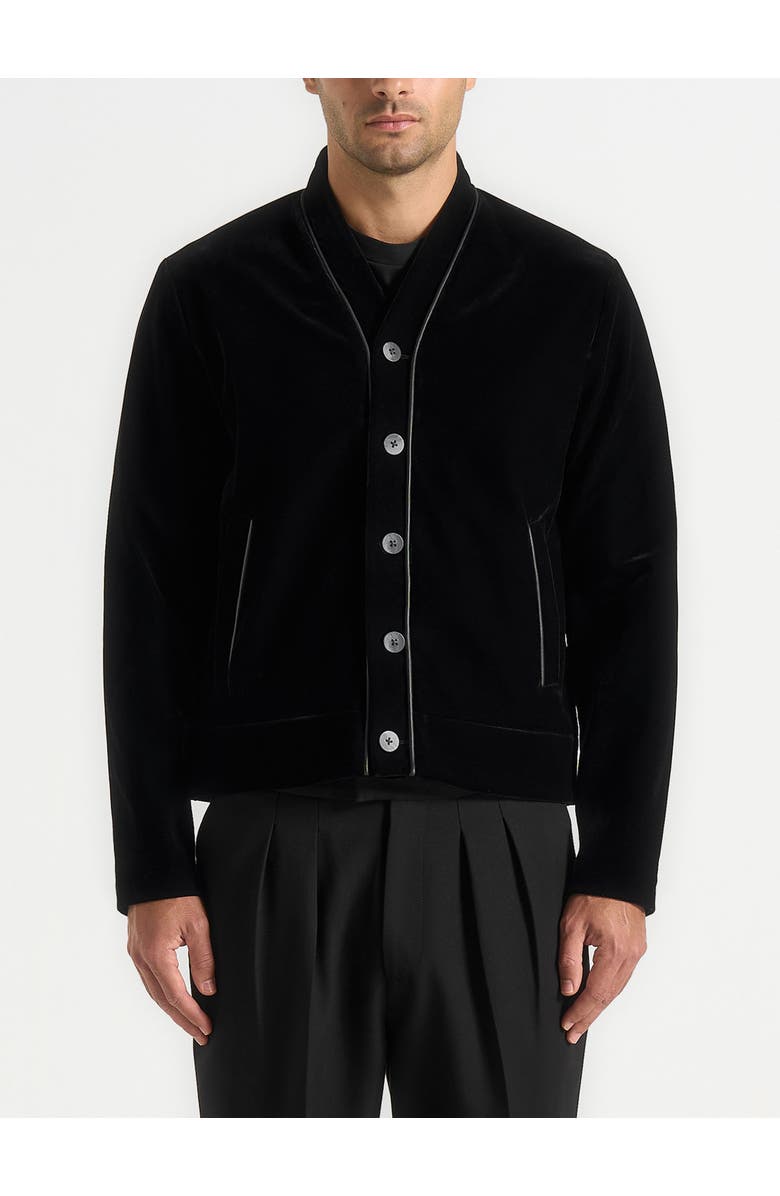 Manière De Voir Nassim Velvet Jacket With Contrast Piping, Alternate, color, Black