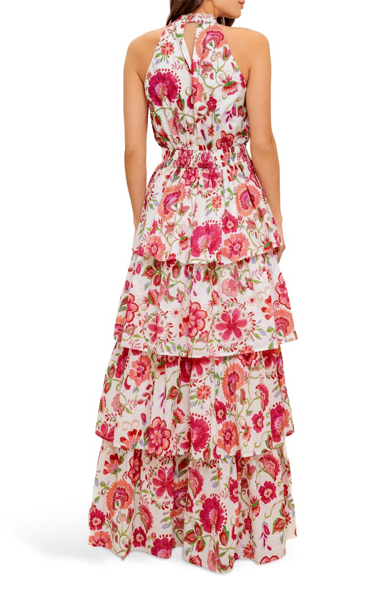 FLYING TOMATO Floral Print Halter Neck Maxi Dress, Alternate, color, Ivory Red