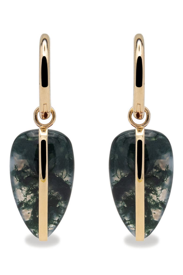 Pebble Drop Hoop Earrings, Main, color, GREEN