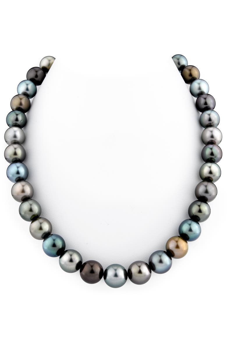 11-12mm Tahitian South Sea Multicolor Pearl Necklace, Main, color, Yellow Gold Clasp