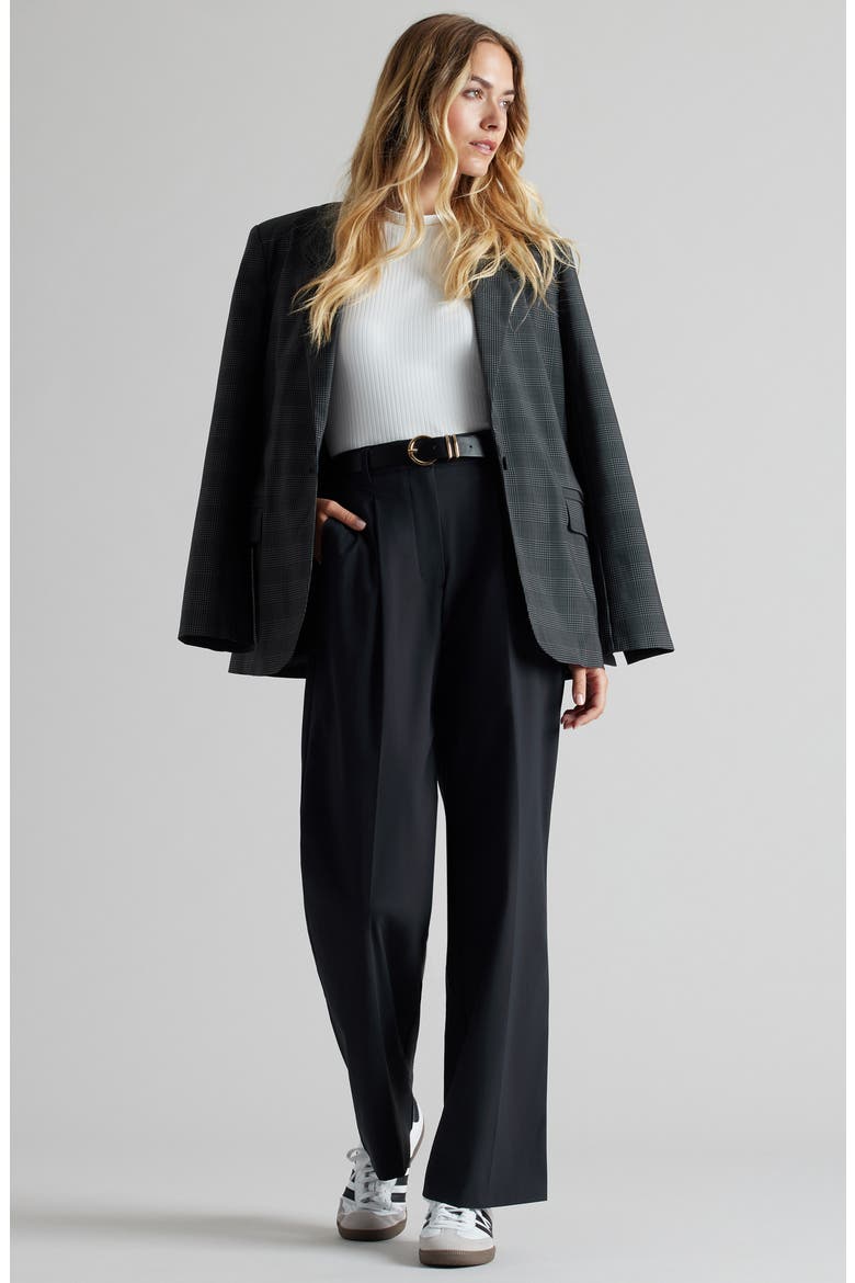 Double Bonded Oversized Blazer, Alternate, color, TAUPE GLEN PLAID