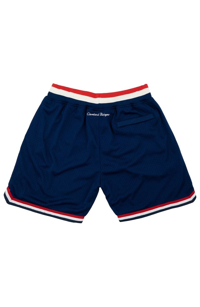 RINGS & CRWNS Men's Rings & Crwns Navy Cleveland Buckeyes Replica Mesh Shorts, Alternate, color, 