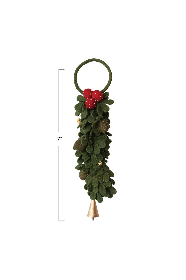Wool Felt Leaves & Berries Door Hanger with Iron Bells, Alternate, color, Multicolor