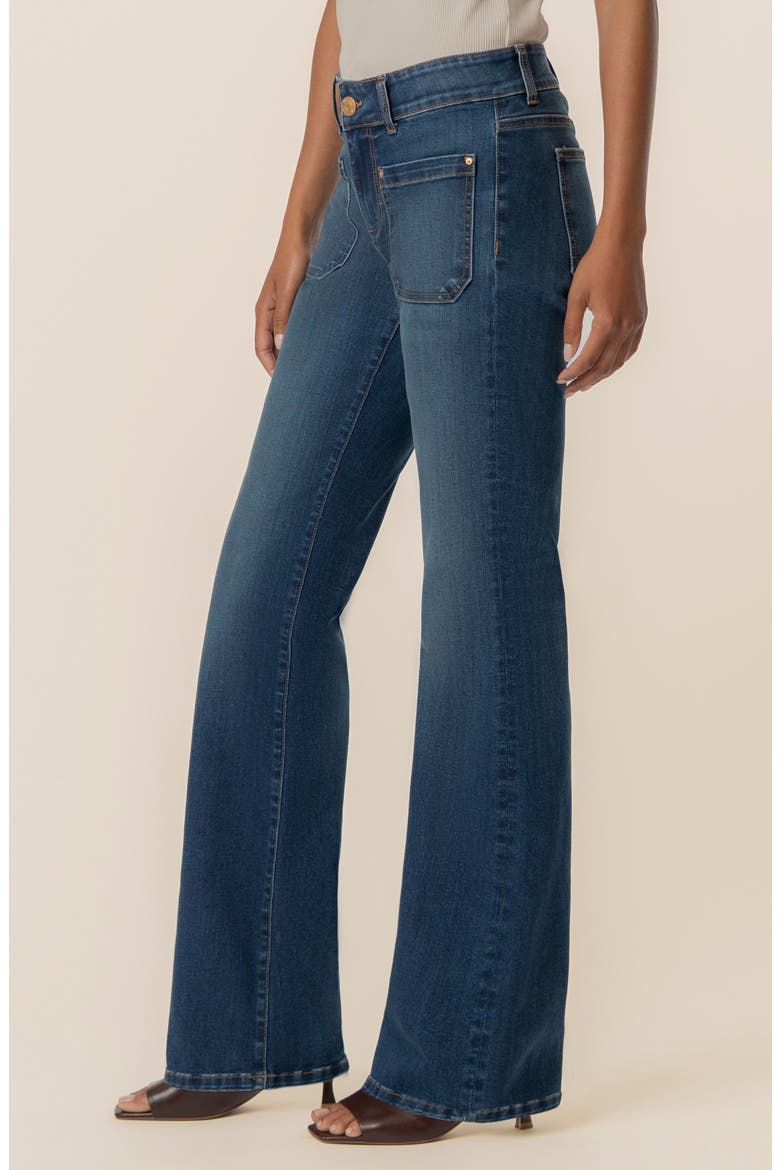 Natalie Patch Pocket Mid Rise Flare Jeans, Alternate, color, CHAMP
