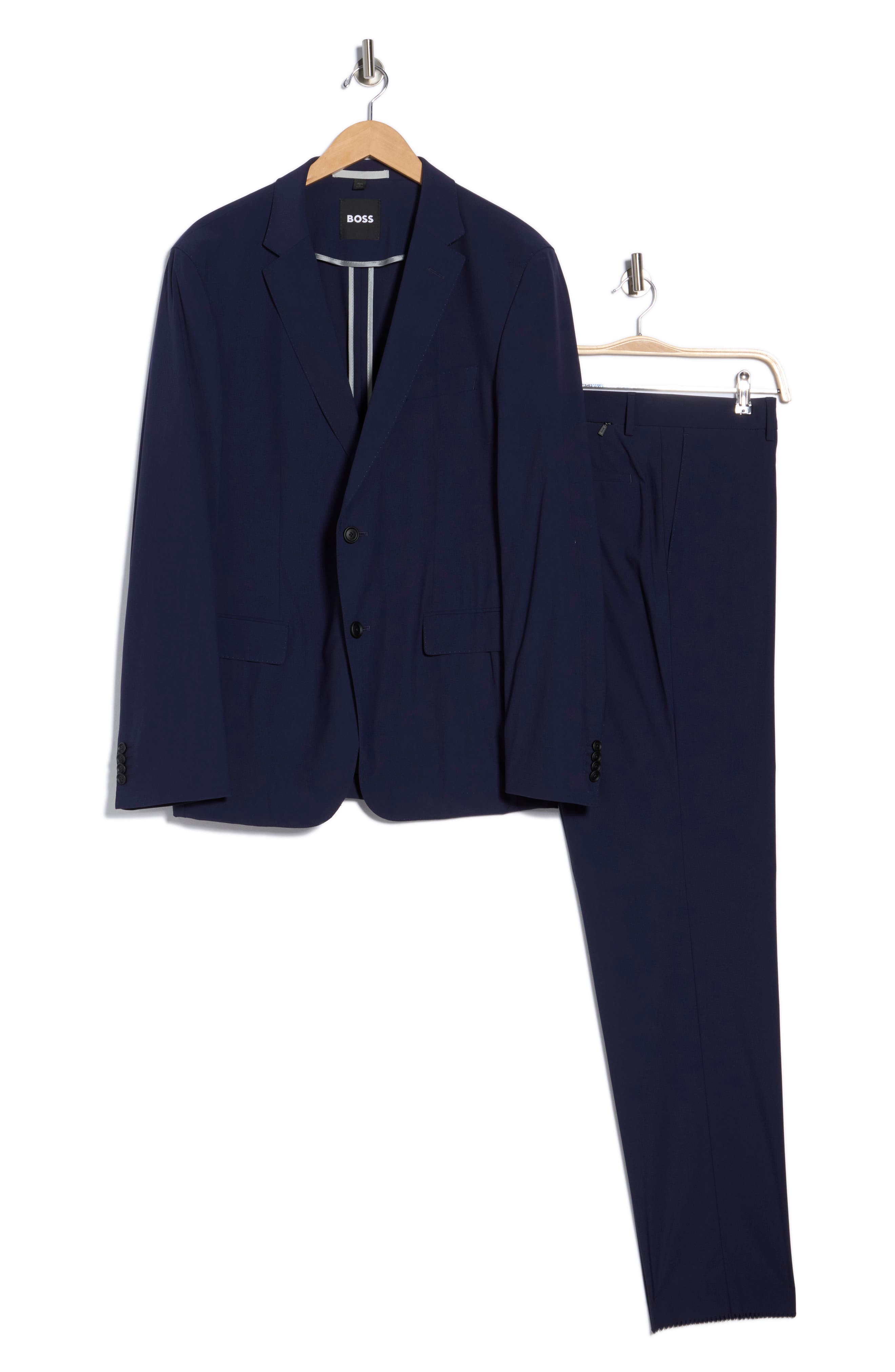 BOSS Huge Slim Fit Navy Stretch Wool Blend Suit