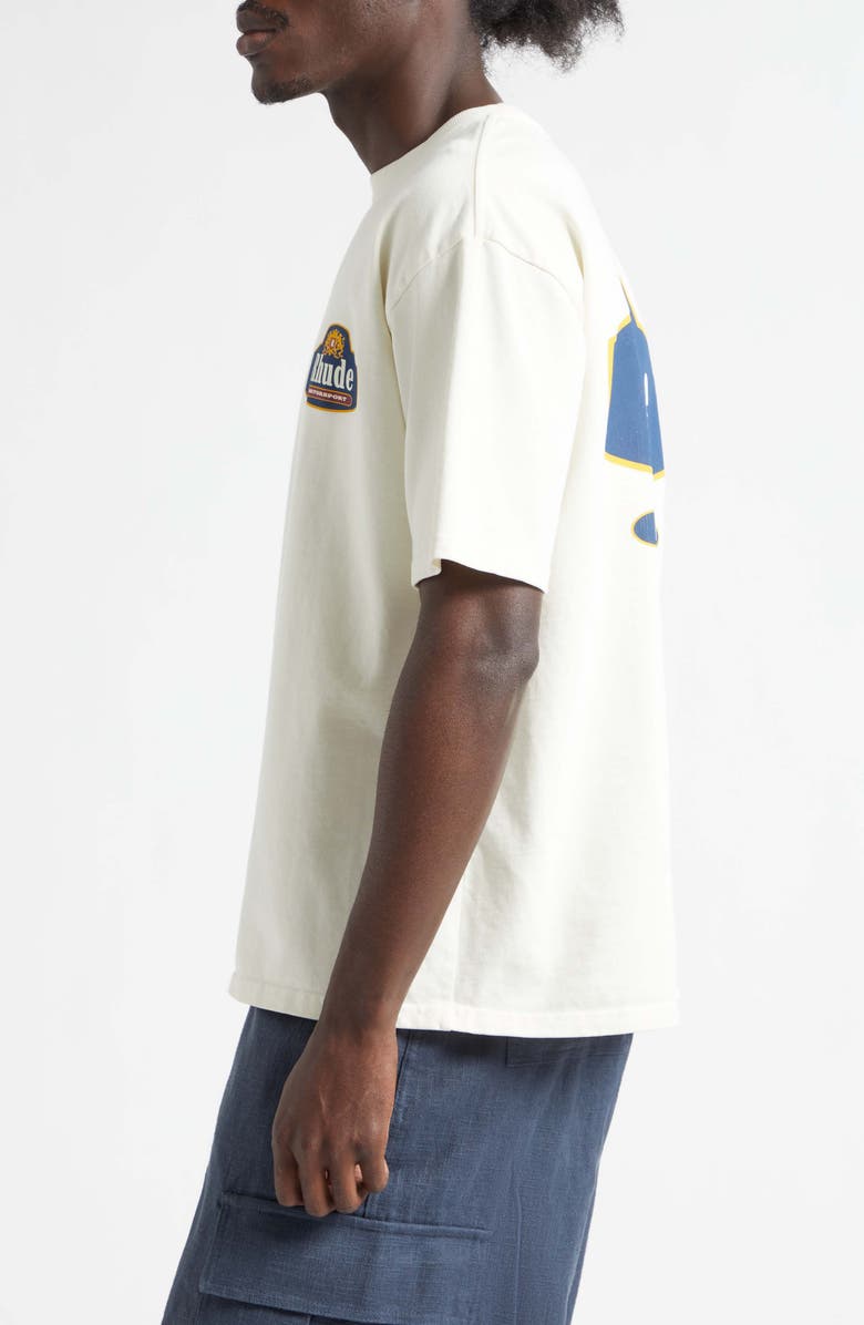 Rhude Racing Crest Graphic T-Shirt, Alternate, color, Vintage White/ Navy