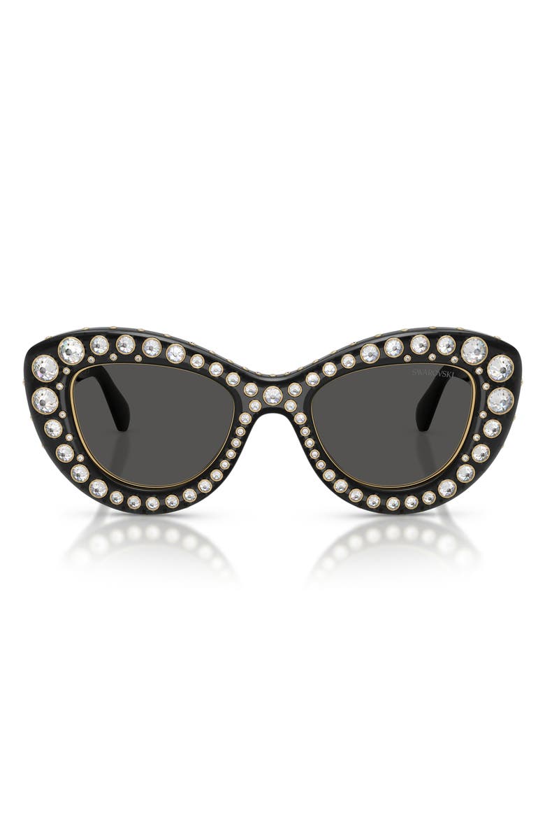 Swarovski 49mm Cat Eye Sunglasses, Main, color, Transparent Dark Grey / Grey