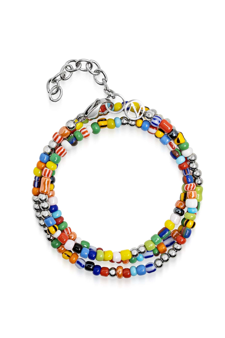 Vintage Trifocal Beaded Wrap Bracelet, Main, color, MultiColor