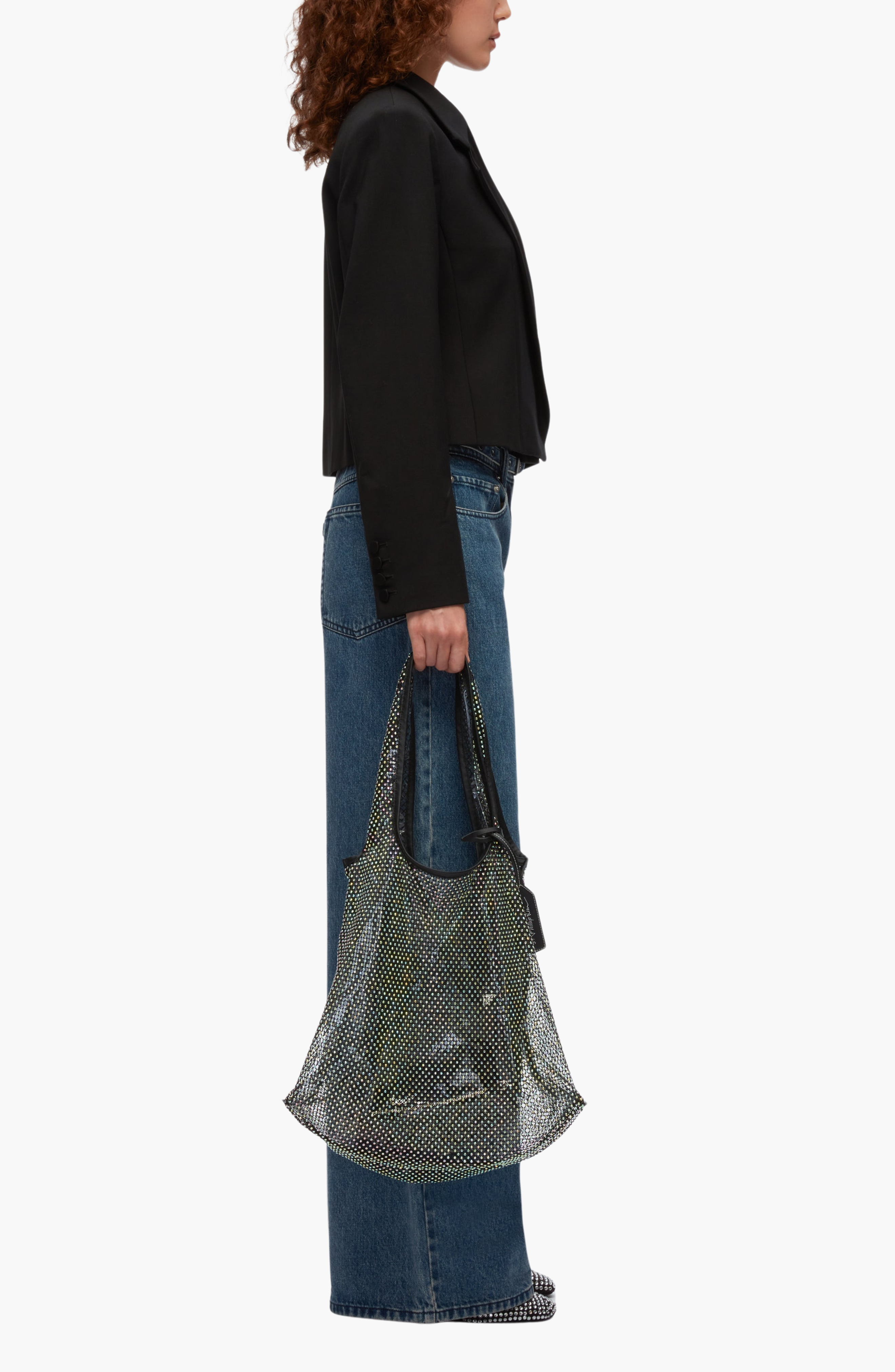 3.1 Phillip Lim Crystal Embellished Mesh Market Tote Bag, Alternate, color, Black