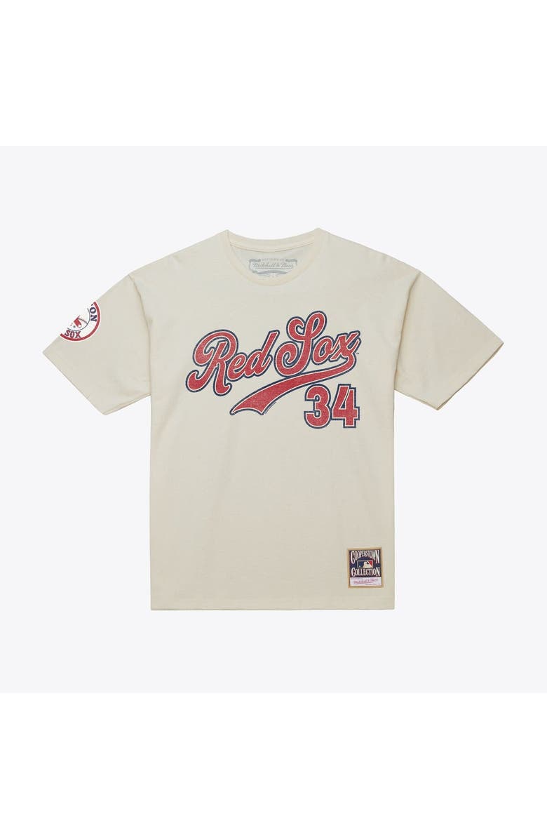 Mitchell & Ness Men's Mitchell & Ness David Ortiz Cream Boston Red Sox Cooperstown Collection Throwback Name & Number T-Shirt, Main, color, Cream