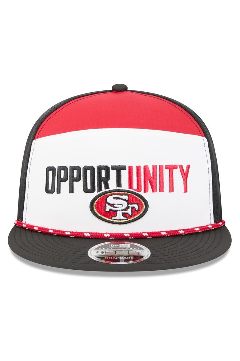 Men's New Era White/Black San Francisco 49ers 2025 Inspire Change Split Panel 9FIFTY Snapback Hat, Alternate, color, White