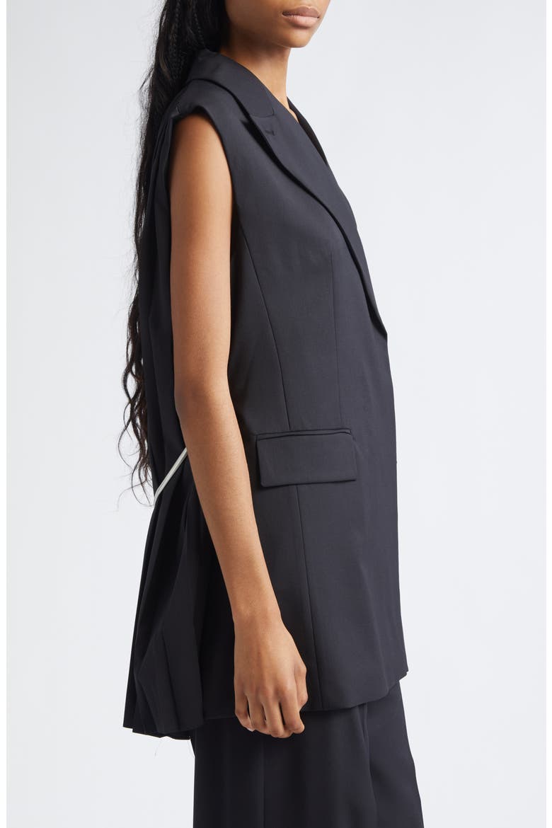 Albero Pleat Back Wool Blend Vest, Alternate, color, BLACK