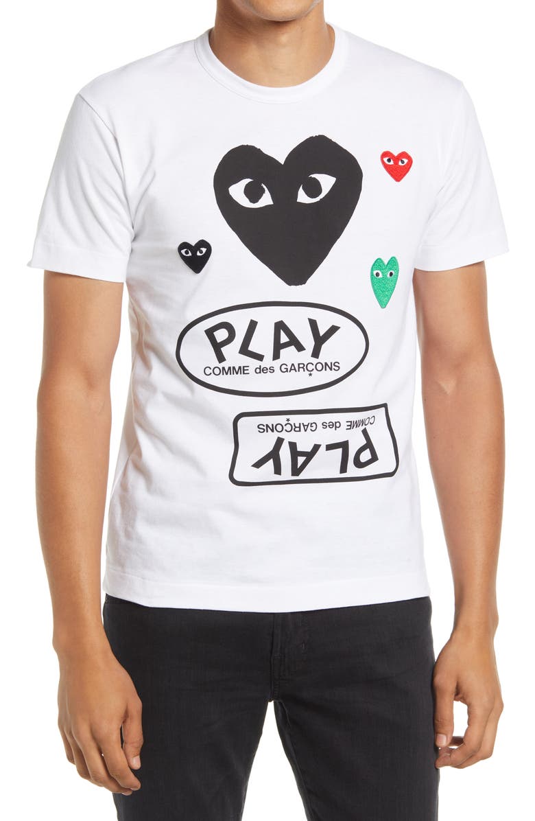 Comme des Garçons PLAY Multi Heart Cotton Graphic Tee, Main, color, 