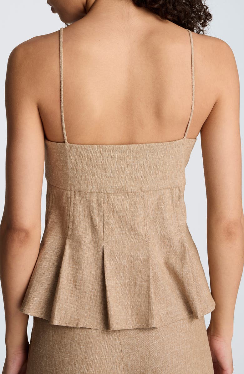 Kenneth Cole Pleat Hem Linen Blend Camisole, Alternate, color, Mesa Taup/ Melange