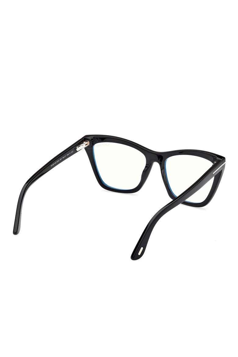 54mm Cat Eye Blue Light Blocking Optical Glasses, Alternate, color, BLACK ECO / T LOGO