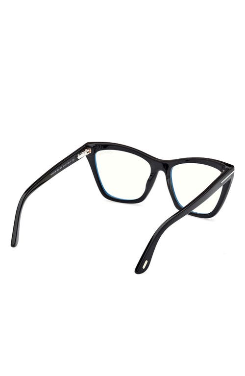 Tom Ford 54mm Cat Eye Blue Light Blocking Optical Glasses In Black