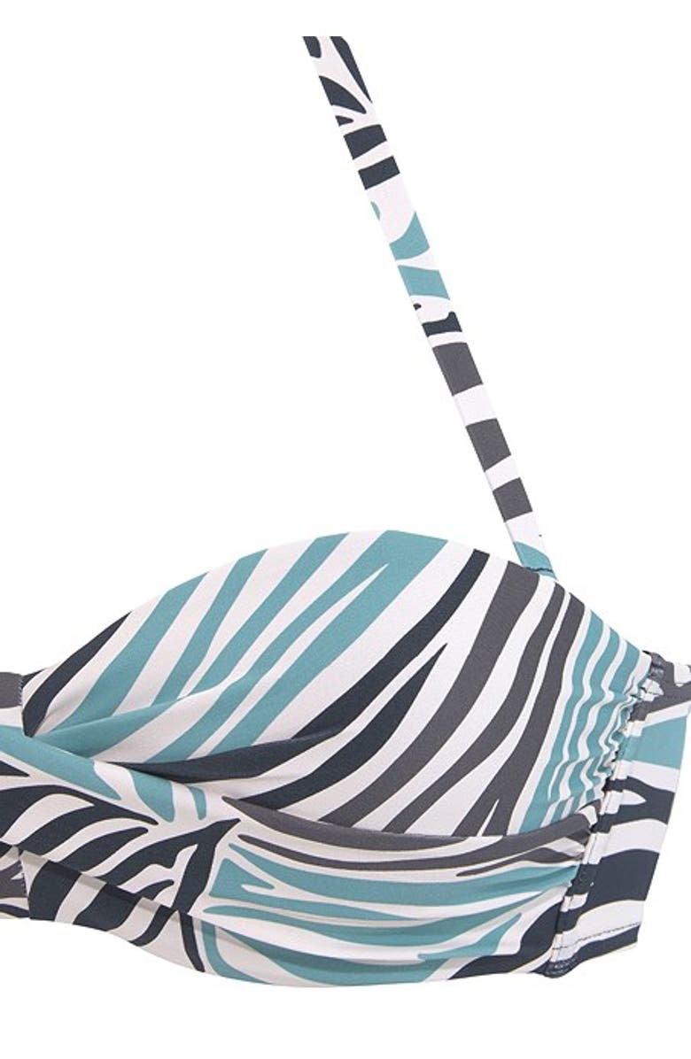 LASCANA Zebra Print Bandeau Bikini Top Size 36B, Alternate, color, Turquoise & Black