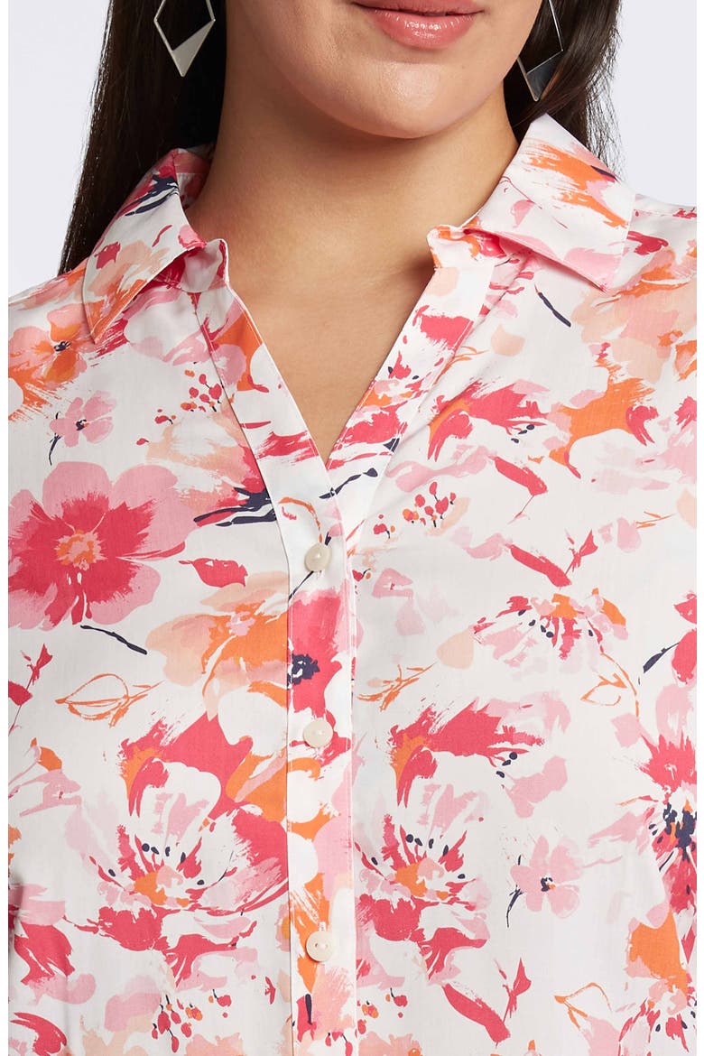 Mary Floral Cotton Button-Up Shirt, Alternate, color, PINK MULTI