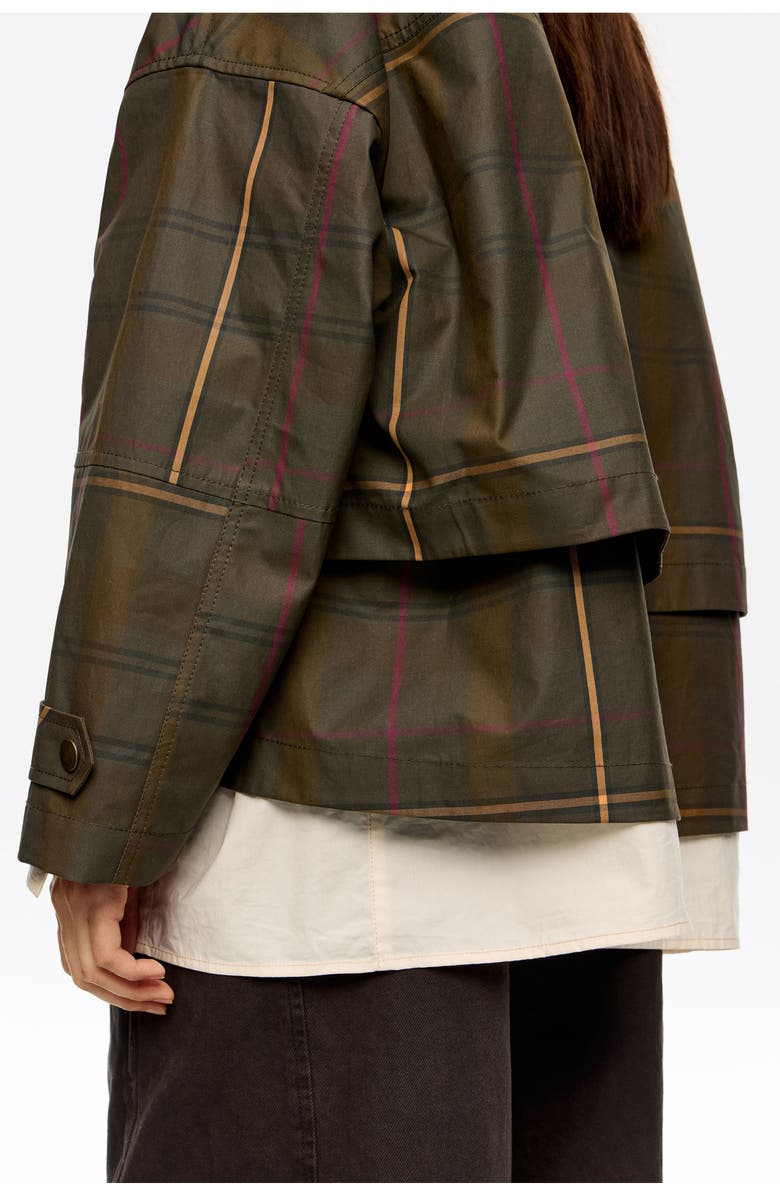 Bimba y Lola Short Checked A-Line Trench, Alternate, color, Dark Khaki
