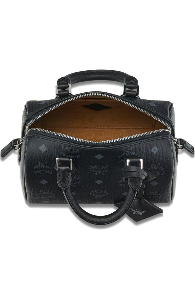 MCM Small Ella Boston Bag in Visetos, Alternate, color, Black