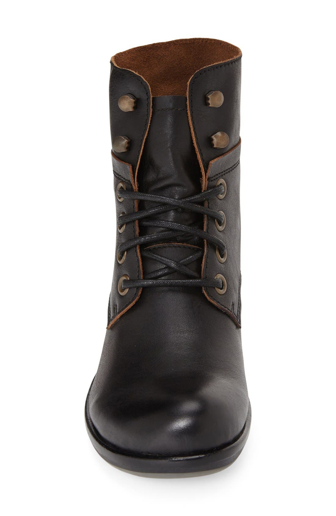 'Miga' Lace-Up Boot, Alternate, color, BLACK LEATHER