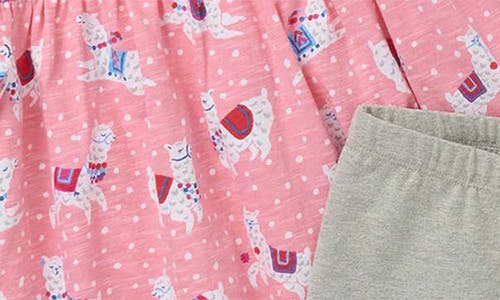 Hatley Dancing Alpaca Print Ruffle Dress & Leggings Set In Pink