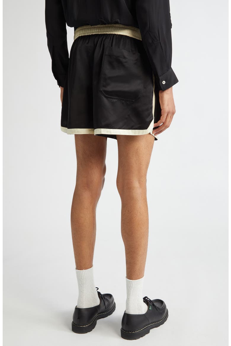 Satin Gym Shorts, Alternate, color, BLACK CREAM