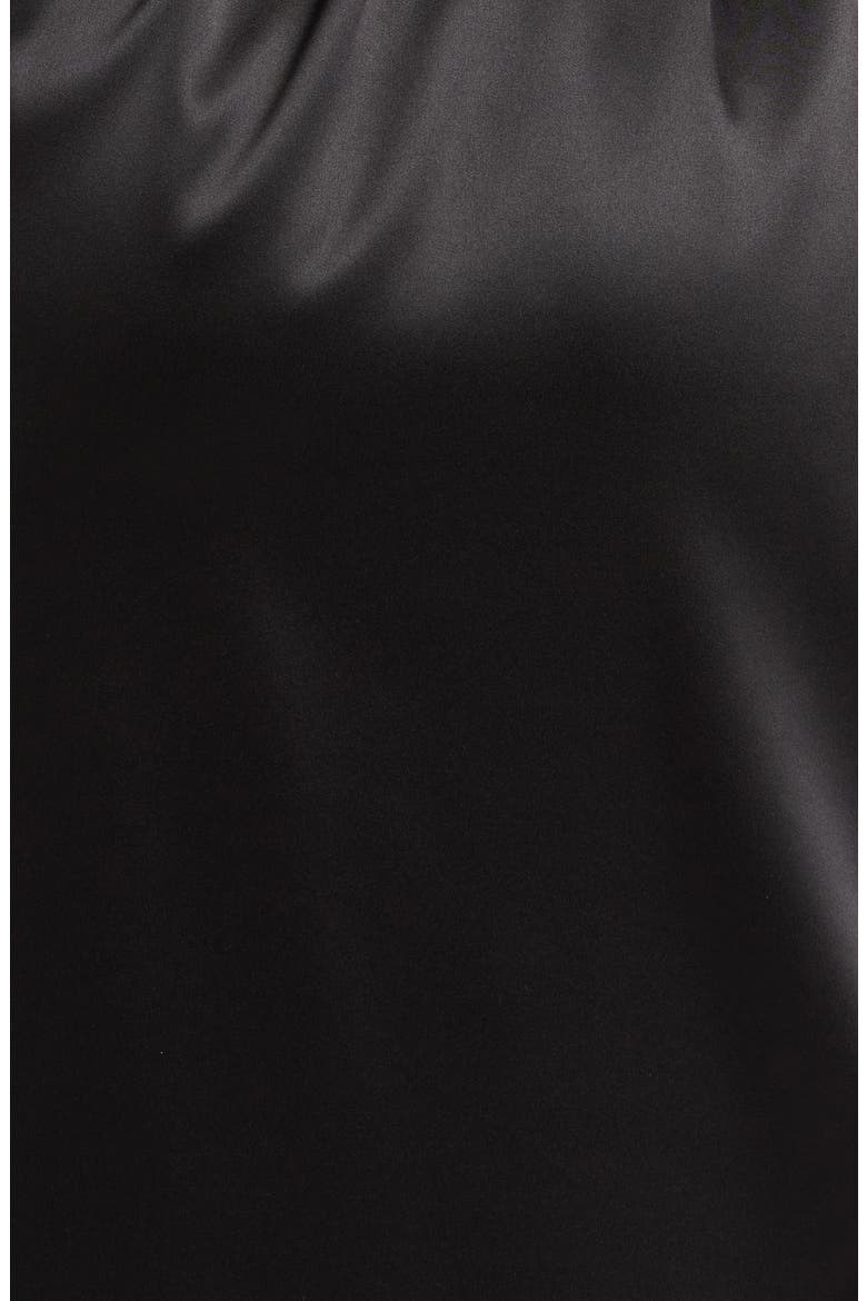 Glamour Short Satin Robe, Alternate, color, BLACK