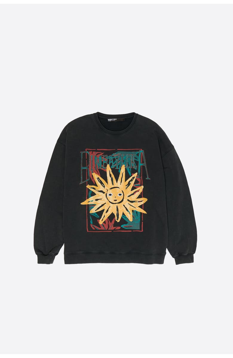 Bimba y Lola Toweling Sun Logo Sweatshirt, Main, color, Washed Black