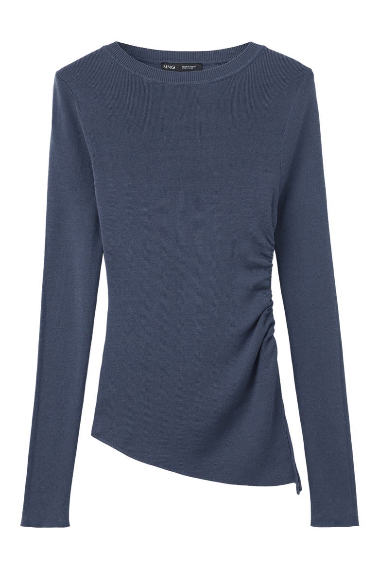 Ruched Fine Knit Sweater, Alternate, color, PETROL BLUE