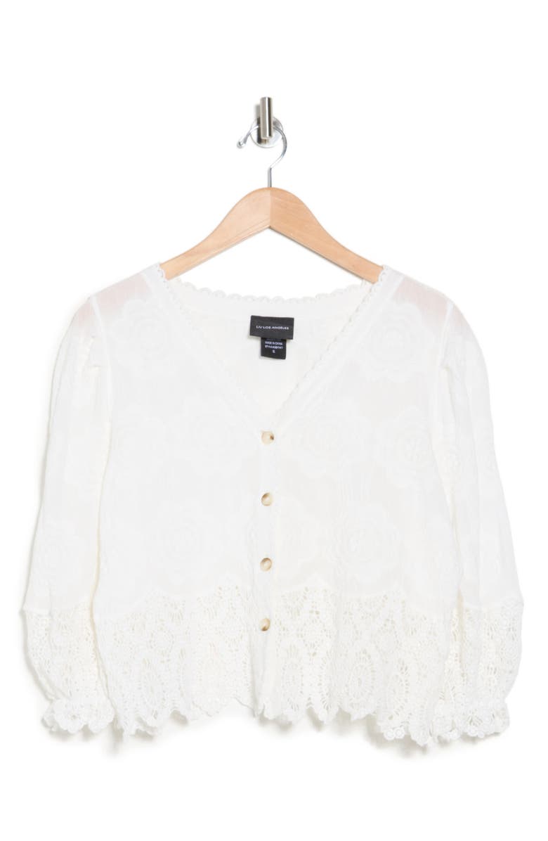 LIV LOS ANGELES Embroidered Button-Up Shirt, Alternate, color, 