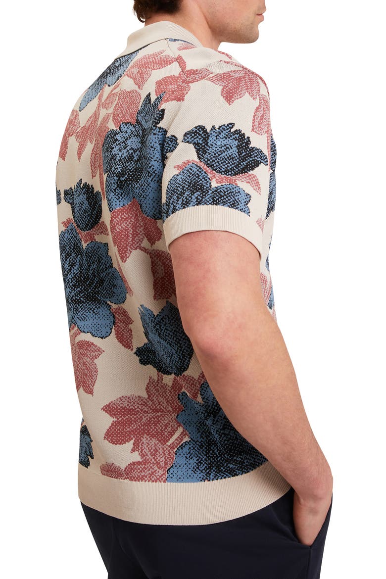 Ashqara Floral Knit Button-Up Shirt, Alternate, color, BEIGE