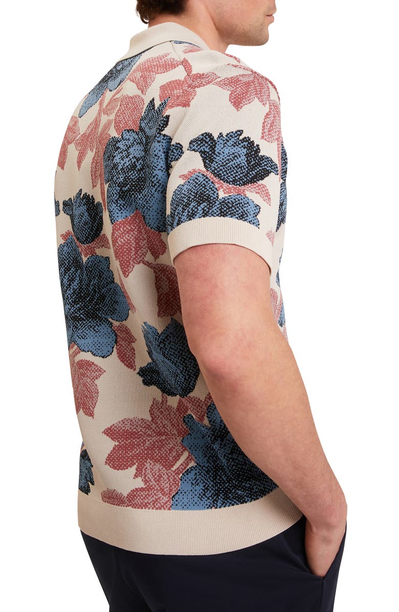 Ted Baker Ashqara Floral Knit Button-Up Shirt, Alternate, color, Beige